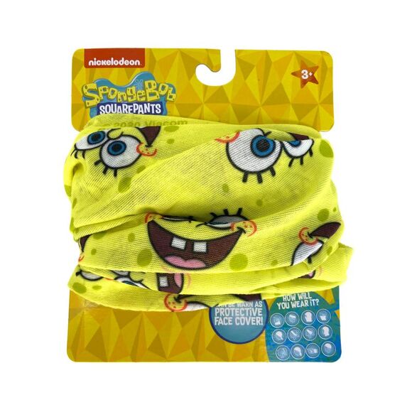 Boys Kids Spongebob Squarepants 3 Pack Reusable Face Masks & Neck Face Cover - Picture 6 of 10